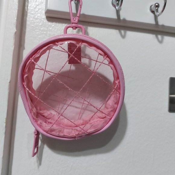 STEVE MADDEN Small Mini See Thru Pink Quilted Clip On Purse Coin Purse Mini Bag - Picture 1 of 7
